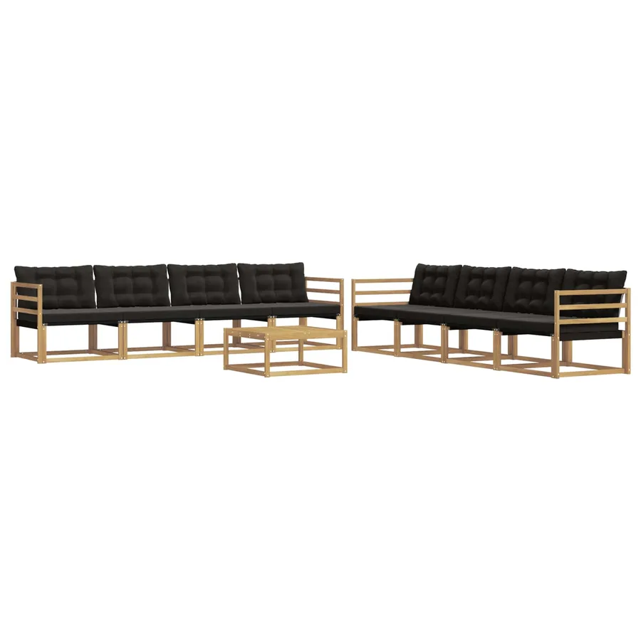 Ensemble de canapés d'extérieur 9 pcs Blanc et noir - 2