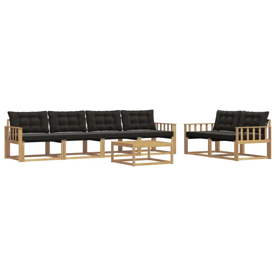 Ensemble de canapés d'extérieur 7 pcs Blanc et noir - 2
