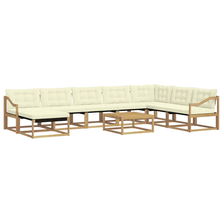 Ensemble de canapés d'extérieur 9 pcs Blanc et crème - 2