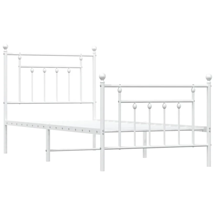 Cadre de lit métal sans matelas avec pied de lit blanc 90x190cm - 3