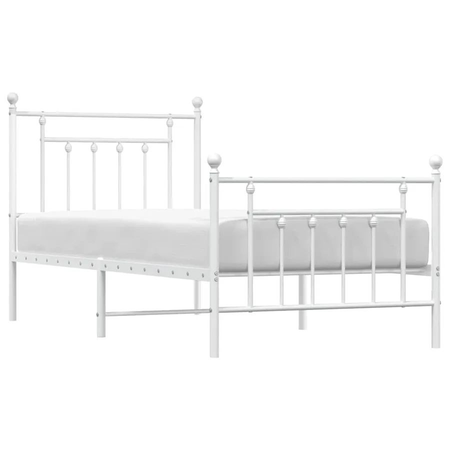 Cadre de lit métal sans matelas avec pied de lit blanc 90x190cm - 5