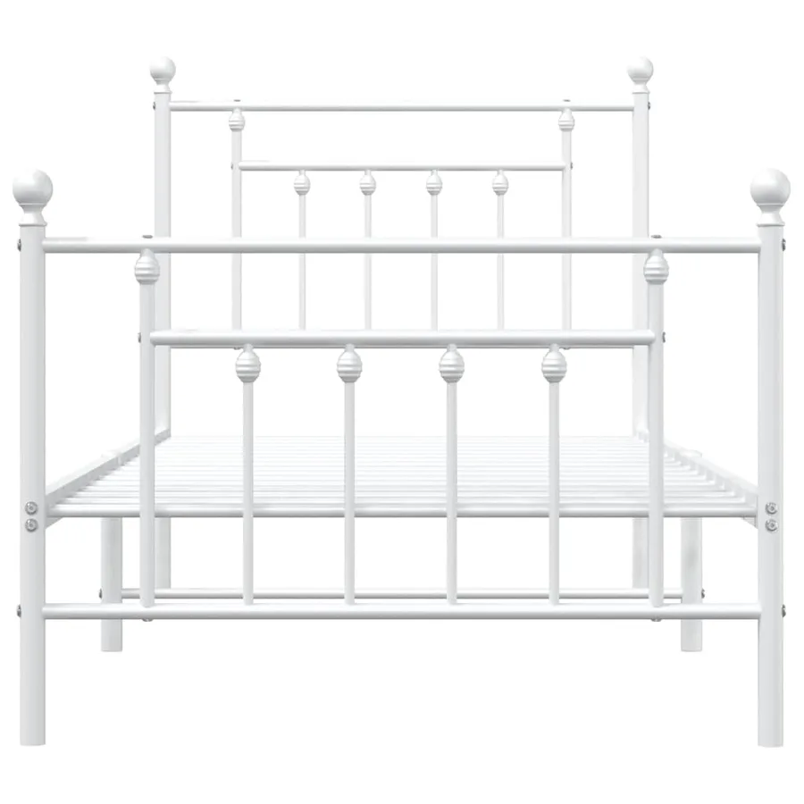 Cadre de lit métal sans matelas avec pied de lit blanc 90x190cm - 6