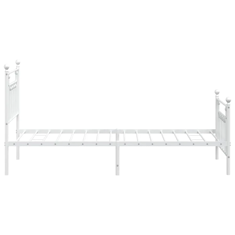 Cadre de lit métal sans matelas avec pied de lit blanc 90x190cm - 7