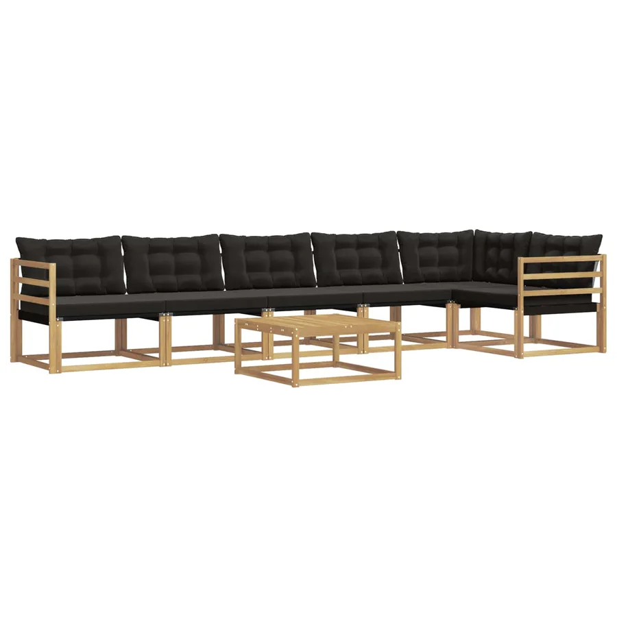Ensemble de canapés d'extérieur 7 pcs Blanc et noir - 2