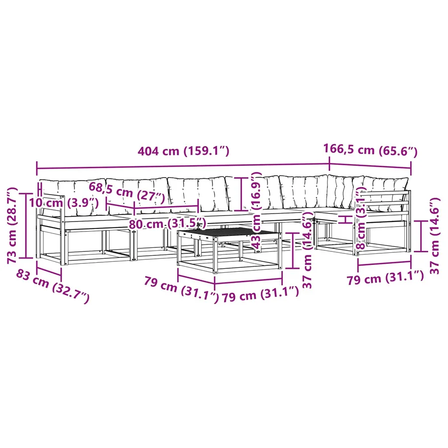Ensemble de canapés d'extérieur 7 pcs Blanc et noir - 8