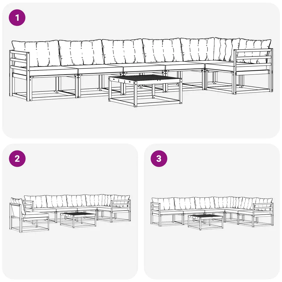 Ensemble de canapés d'extérieur 7 pcs Blanc et noir - 9