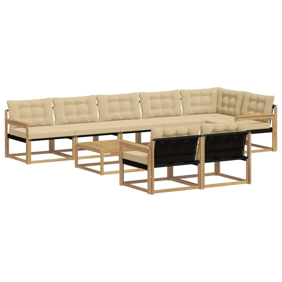 Ensemble de canapés d'extérieur 9 pcs Blanc et Beige - 2