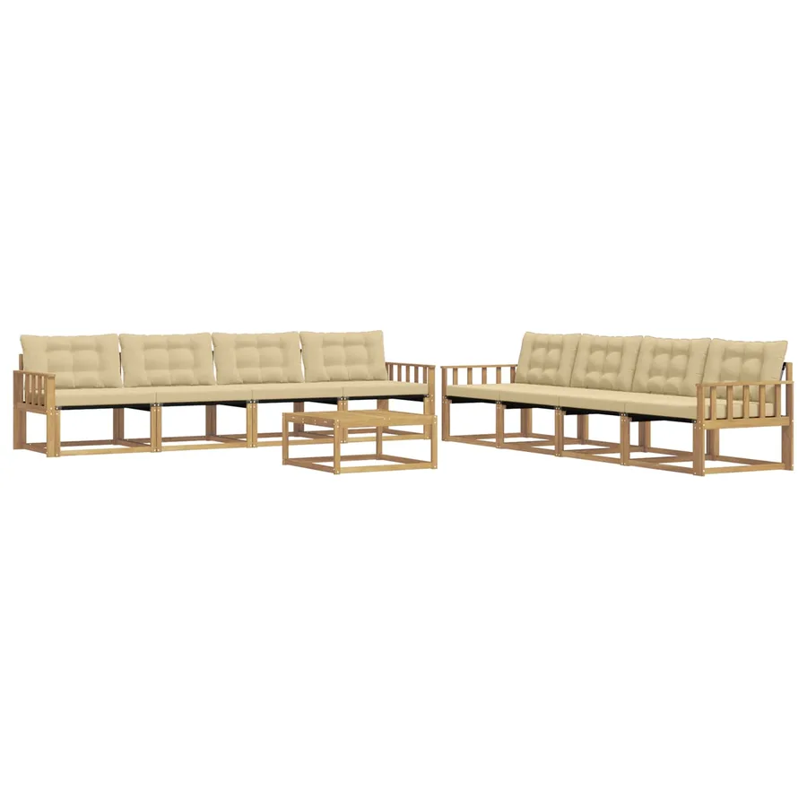 Ensemble de canapés d'extérieur 9 pcs Blanc et Beige - 2