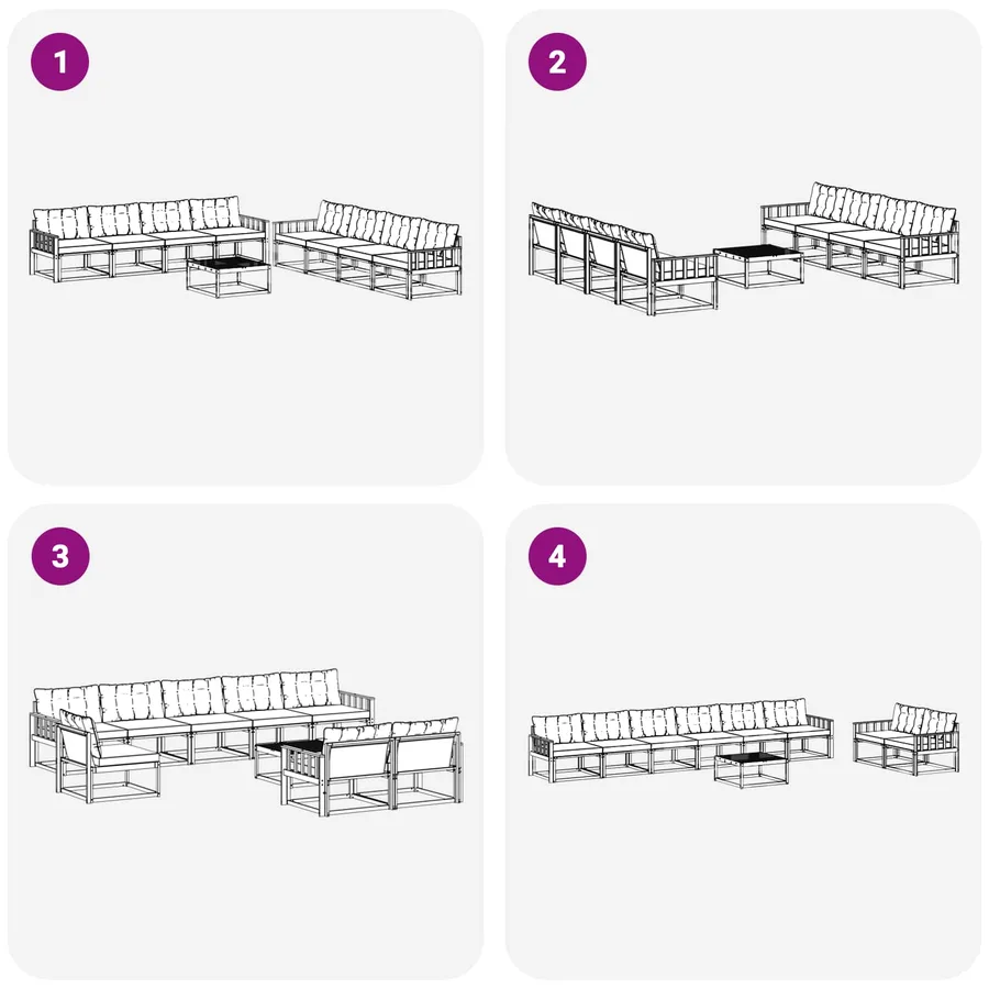 Ensemble de canapés d'extérieur 9 pcs Blanc et Beige - 7