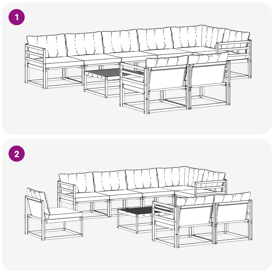 Ensemble de canapés d'extérieur 9 pcs Blanc et crème - 9