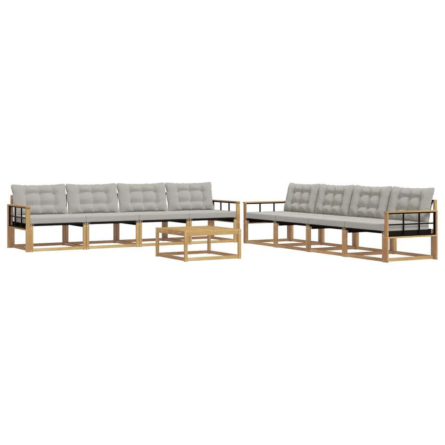 Ensemble de canapés d'extérieur 9 pcs Blanc et gris clair - 2