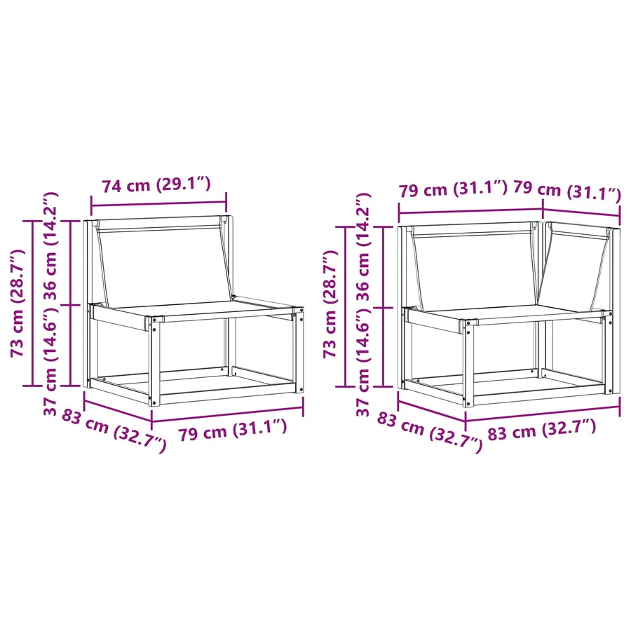 Ensemble de canapés d'extérieur 8 pcs Blanc et gris clair - 8