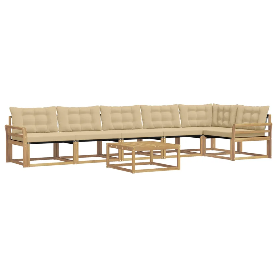 Ensemble de canapés d'extérieur 7 pcs Blanc et Beige - 2