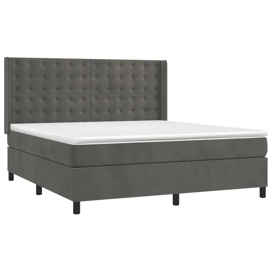 Sommier à lattes de lit et matelas Gris foncé 160x200cm Velours - 3