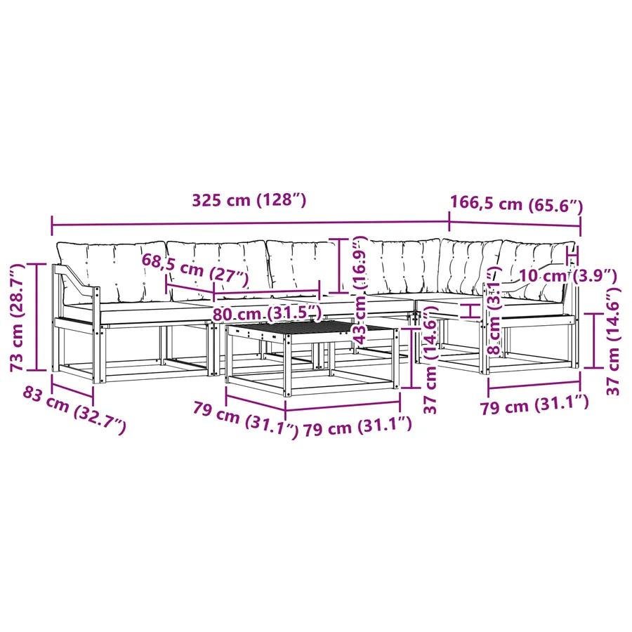 Ensemble de canapés d'extérieur 6 pcs Blanc et Beige - 10