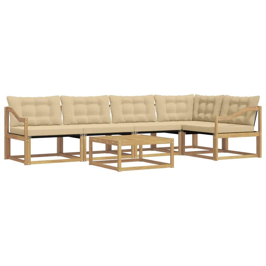 Ensemble de canapés d'extérieur 6 pcs Blanc et Beige - 2