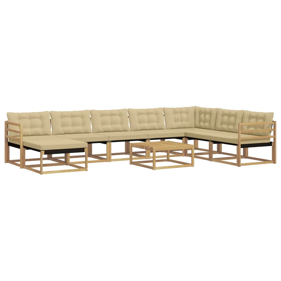 Ensemble de canapés d'extérieur 9 pcs Blanc et Beige - 2