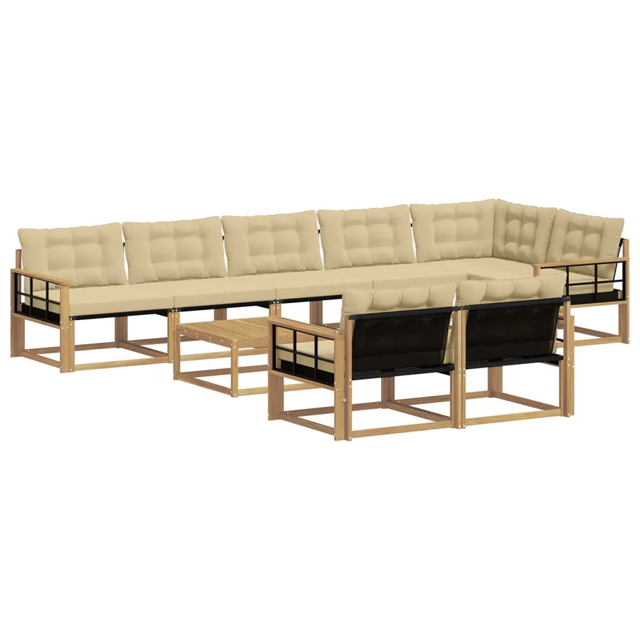 Ensemble de canapés d'extérieur 9 pcs Blanc et Beige - 2