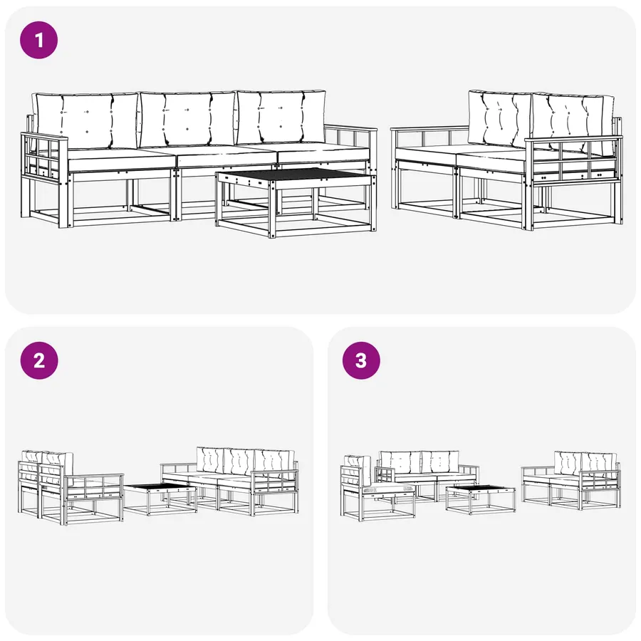 Ensemble de canapés d'extérieur 6 pcs Blanc et Beige - 6