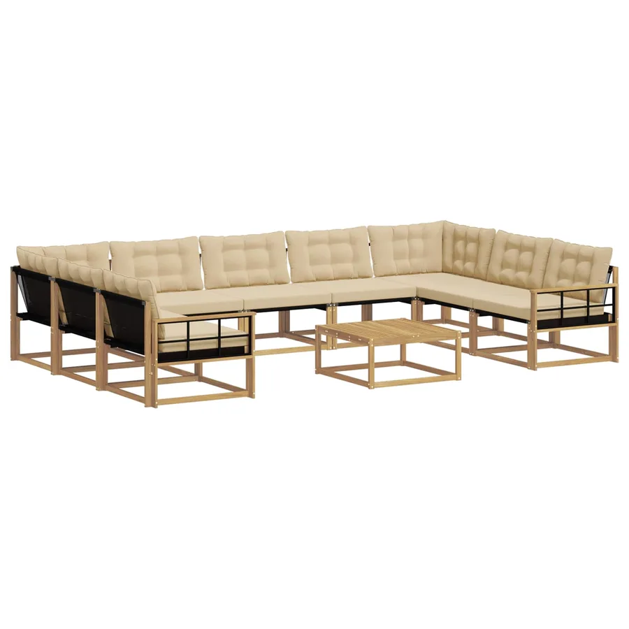 Ensemble de canapés d'extérieur 10 pcs Blanc et Beige - 2