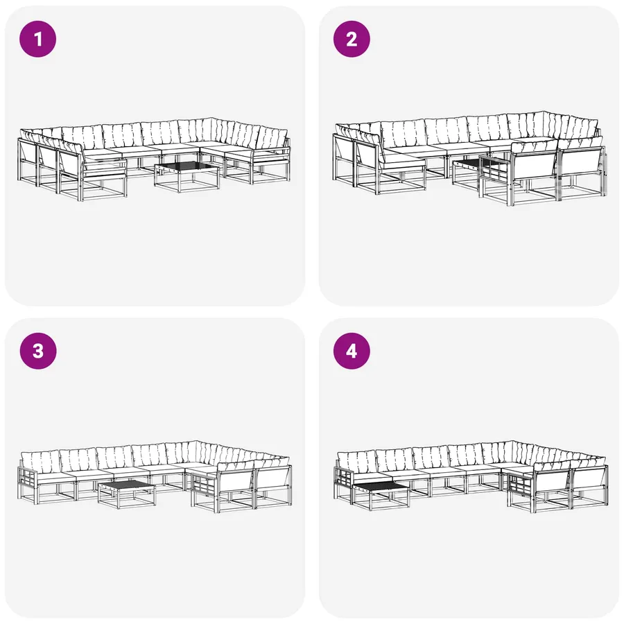 Ensemble de canapés d'extérieur 10 pcs Blanc et Beige - 9