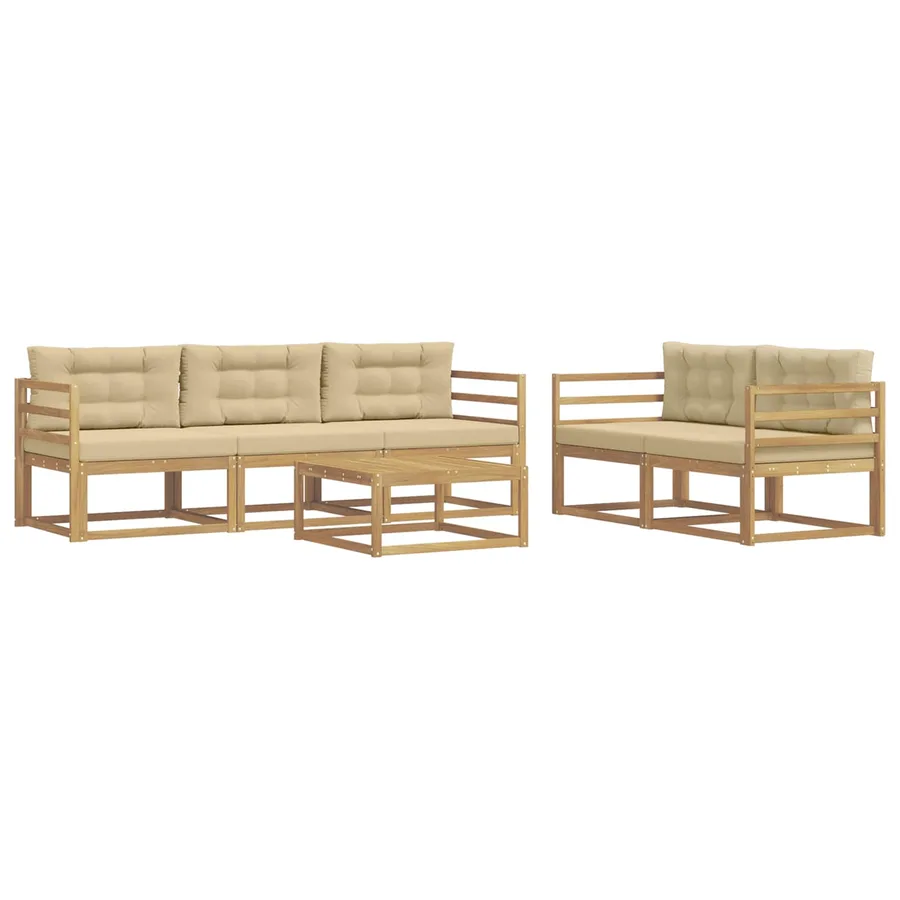 Ensemble de canapés d'extérieur 6 pcs Blanc et Beige - 2