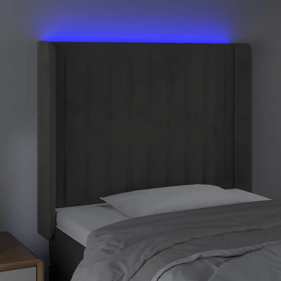 Tête de lit à LED Gris foncé 83x16x118/128 cm Velours - 4