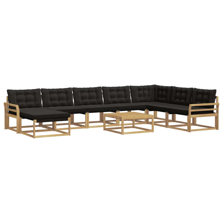 Ensemble de canapés d'extérieur 9 pcs Blanc et noir - 2