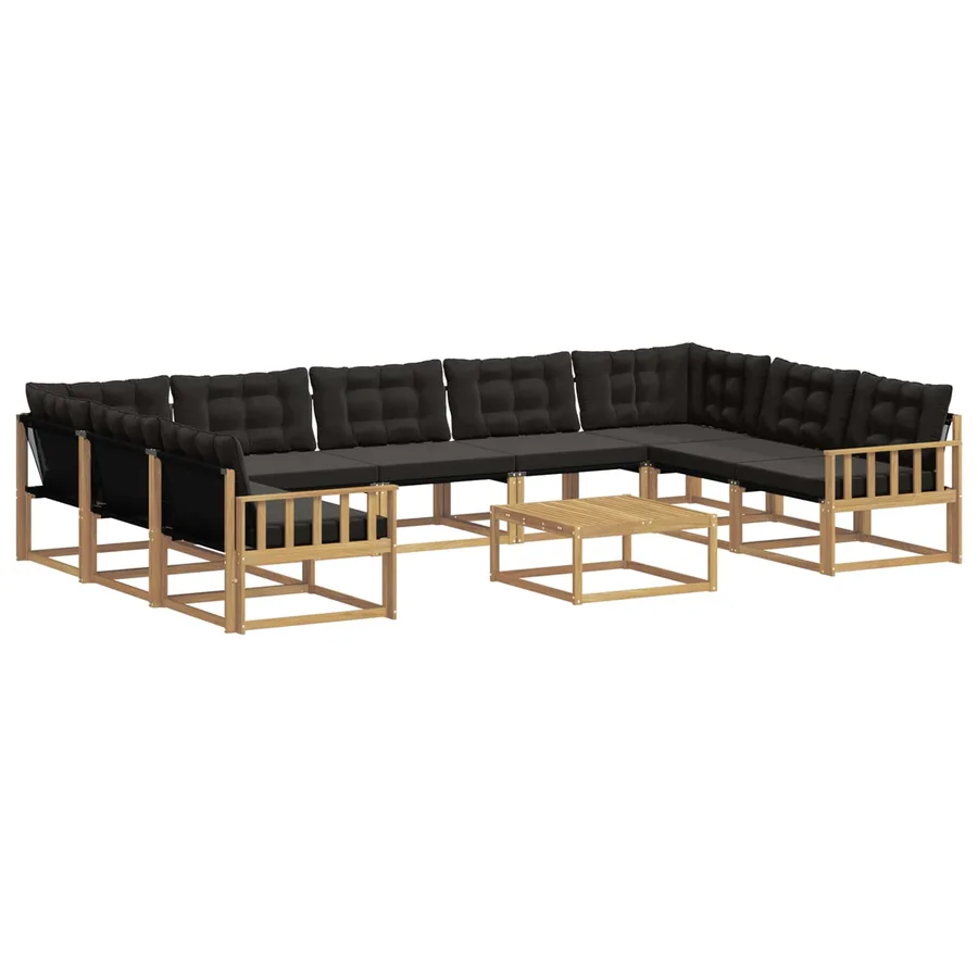 Ensemble de canapés d'extérieur 10 pcs Blanc et noir - 2