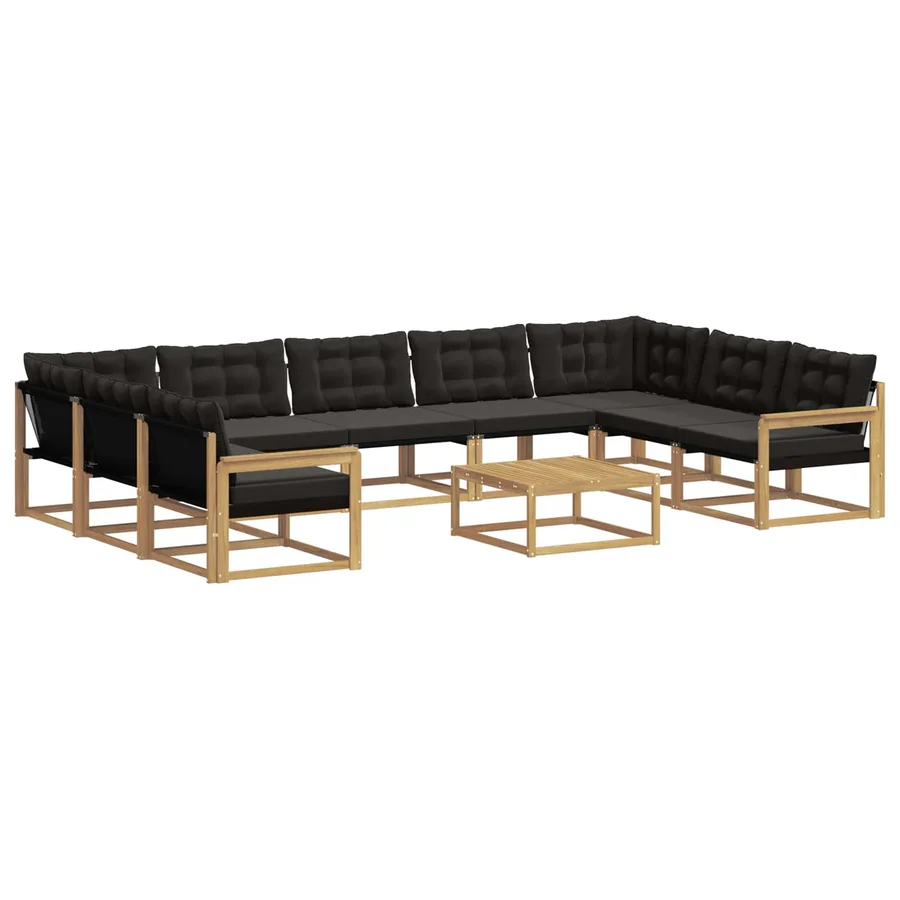 Ensemble de canapés d'extérieur 10 pcs Blanc et noir - 2