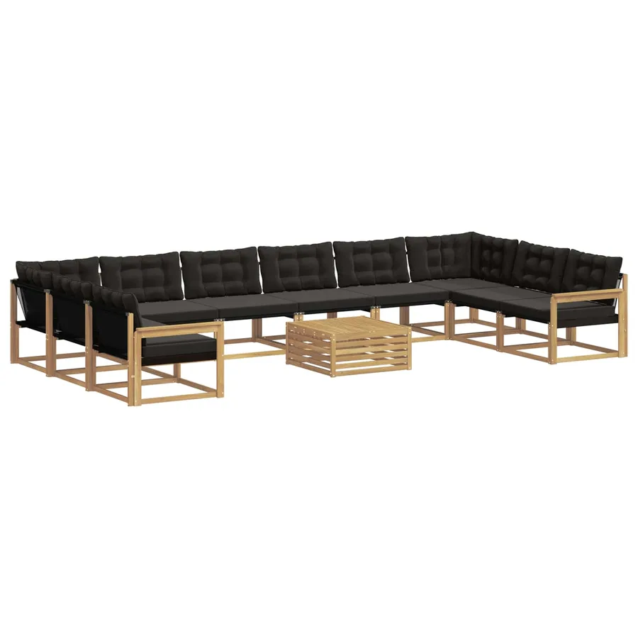 Ensemble de canapés d'extérieur 11 pcs Blanc et noir - 2
