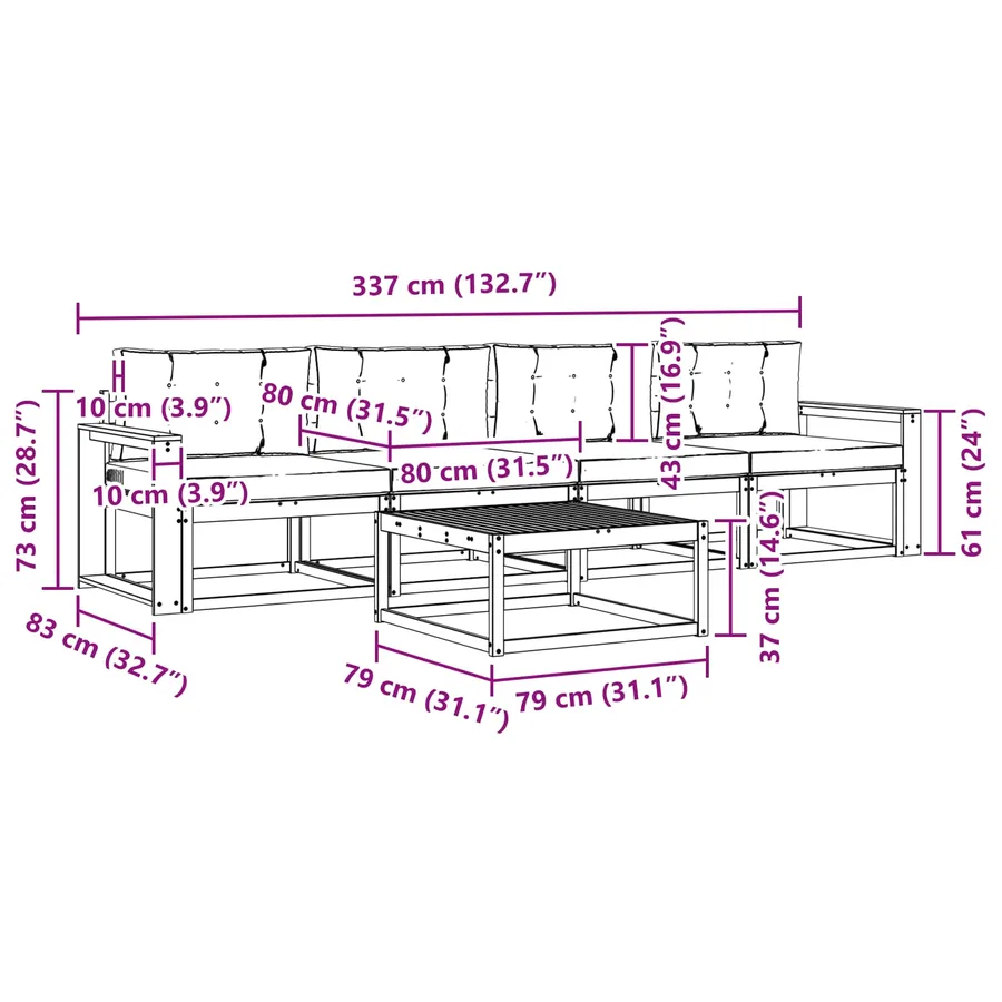 Ensemble de canapés d'extérieur 4 pcs Blanc et gris clair - 6