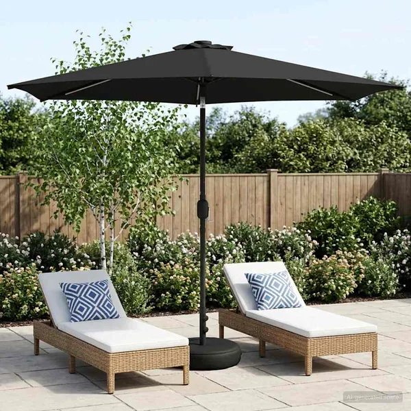 Parasol de jardin avec lumières LED et base 300 x 300 cm