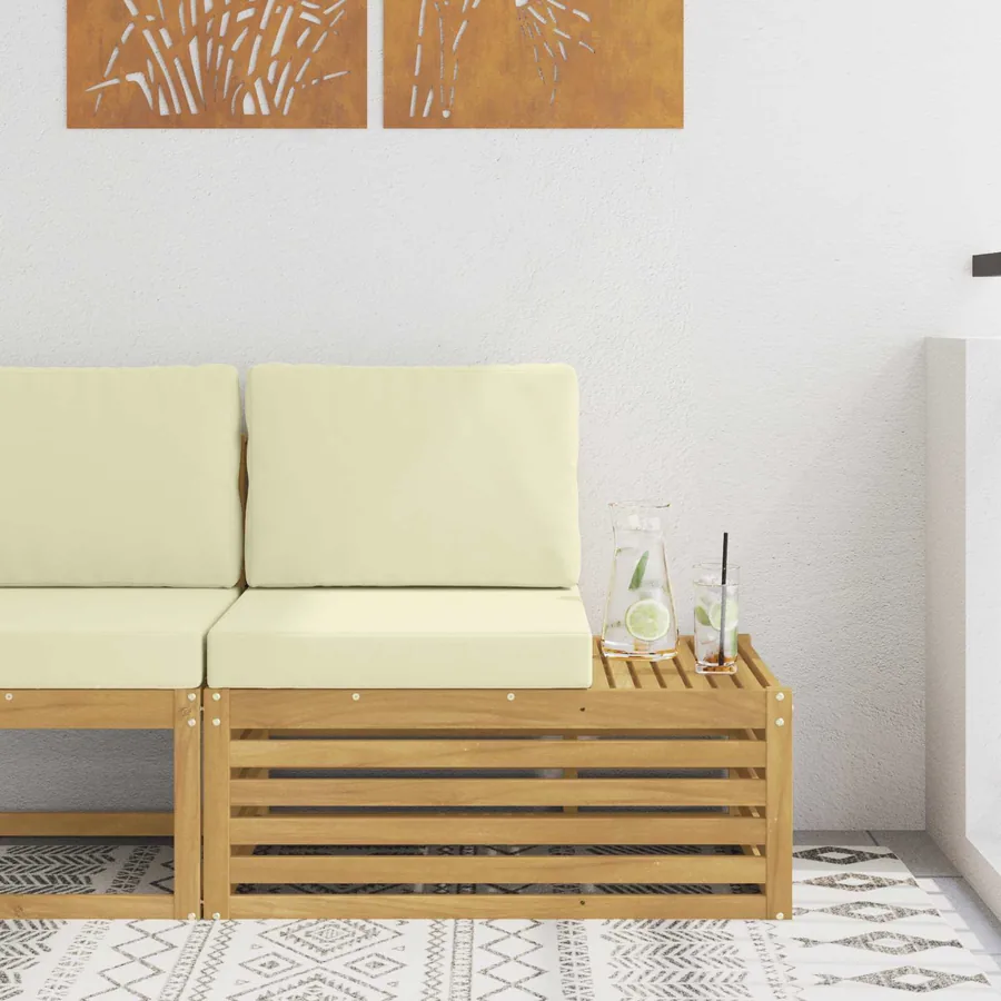 Unités de sofa sectionnel d'extérieur Blanc et crème