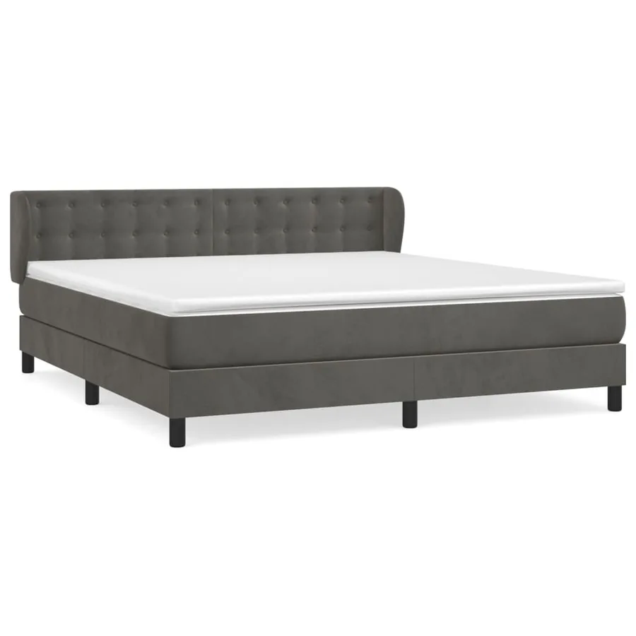 Sommier à lattes de lit et matelas Gris foncé 160x200cm Velours - 2