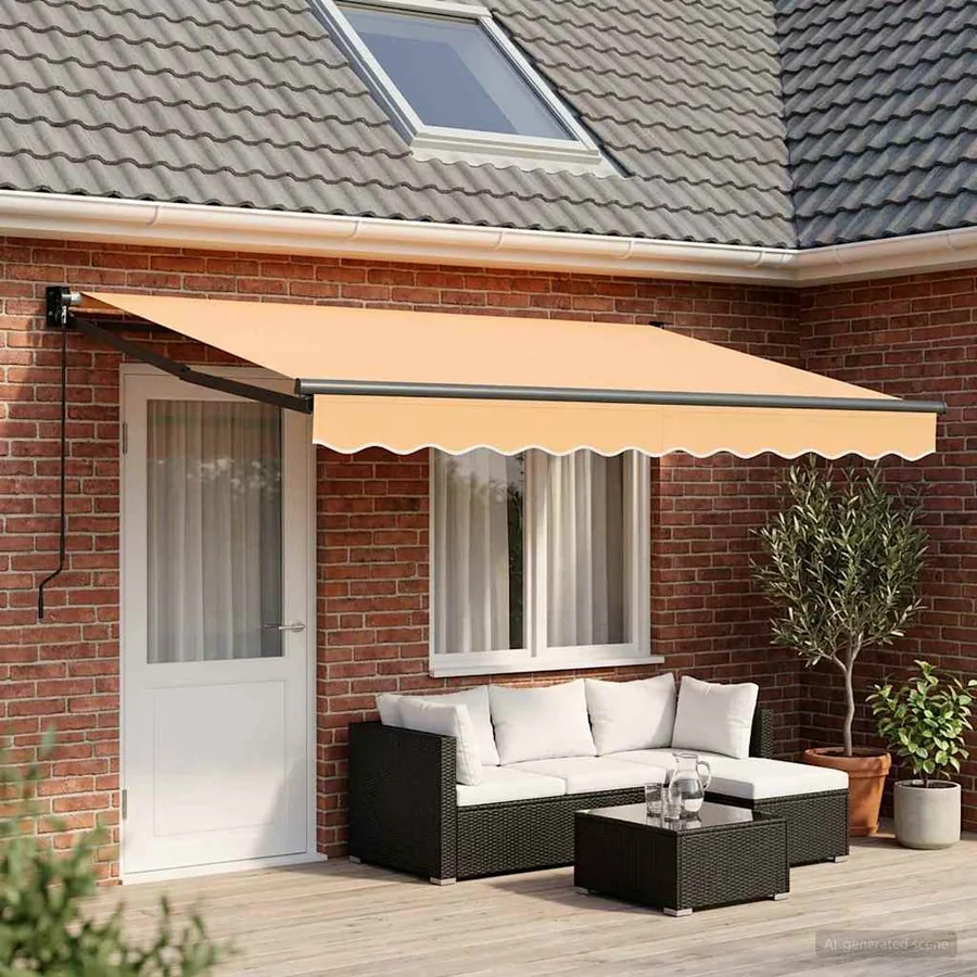 Auvent rétractable Sable 4 × 3 m 100% Polyester et Aluminium