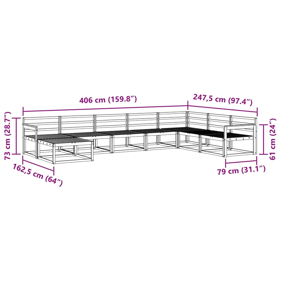 Ensemble de canapés d'extérieur 8 pcs Blanc - 8