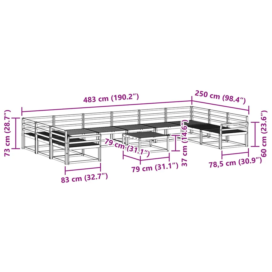 Ensemble de canapés d'extérieur 11 pcs Blanc - 9