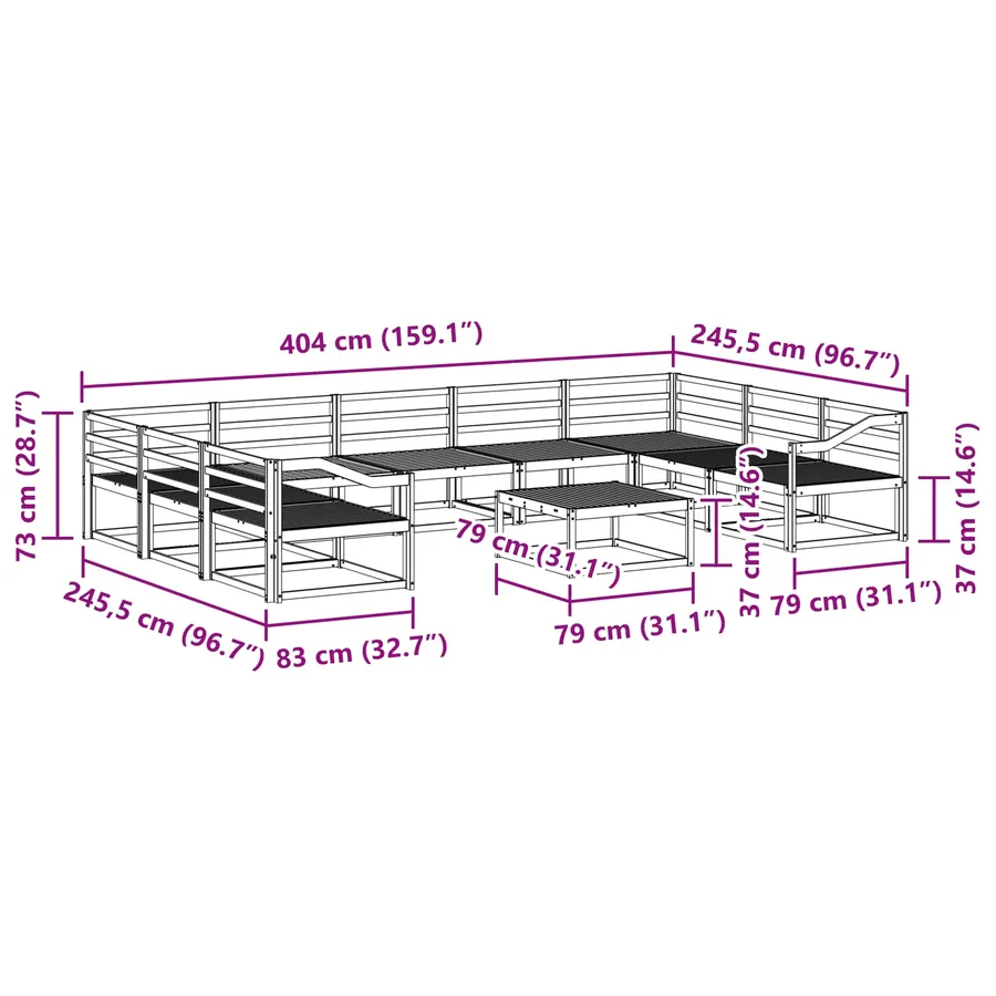 Ensemble de canapés d'extérieur 10 pcs Blanc - 9