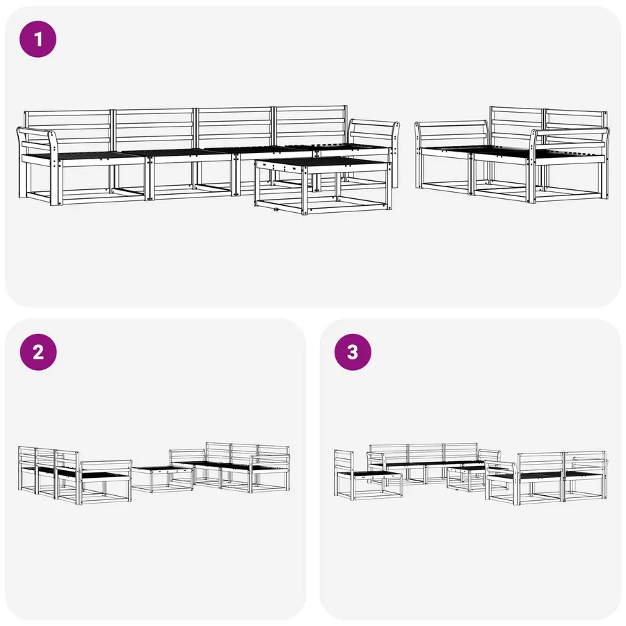 Ensemble de canapés d'extérieur 7 pcs Blanc - 7