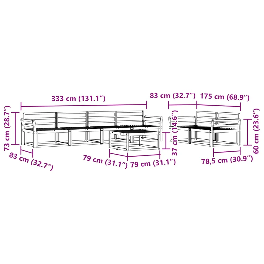 Ensemble de canapés d'extérieur 7 pcs Blanc - 8