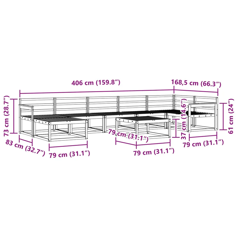 Ensemble de canapés d'extérieur 8 pcs Blanc - 10