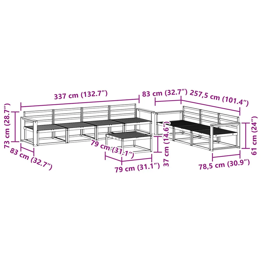 Ensemble de canapés d'extérieur 8 pcs Blanc - 8