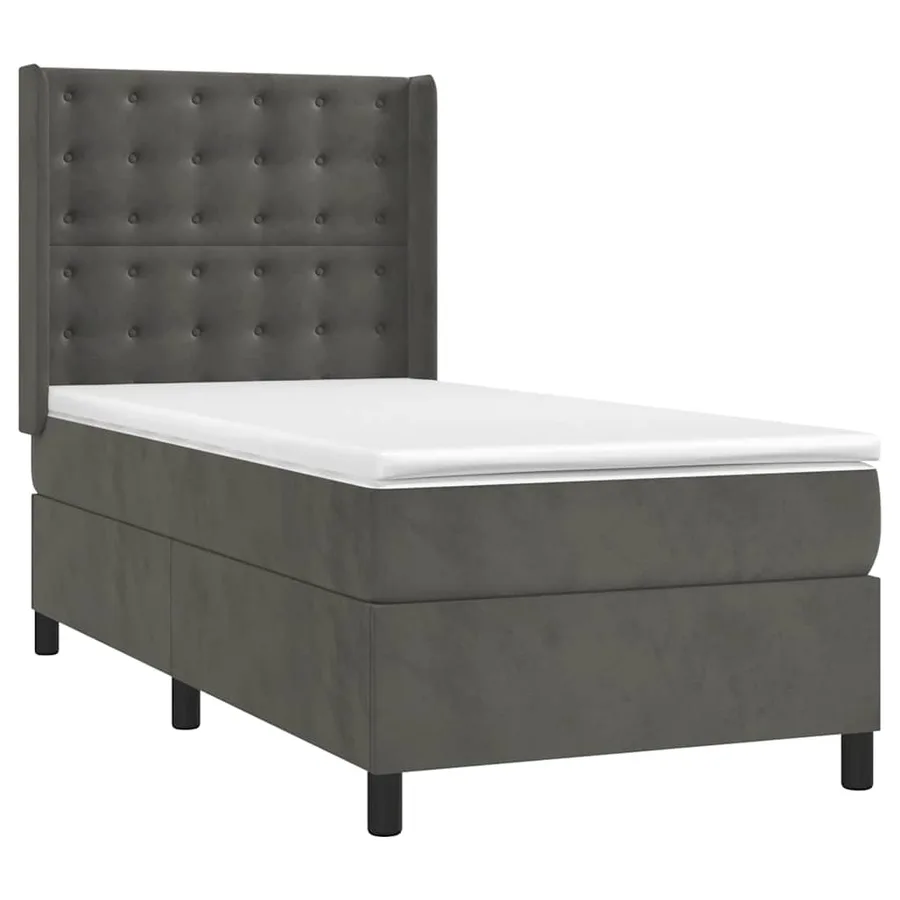 Sommier à lattes de lit matelas LED Gris foncé 80x200cm Velours - 4