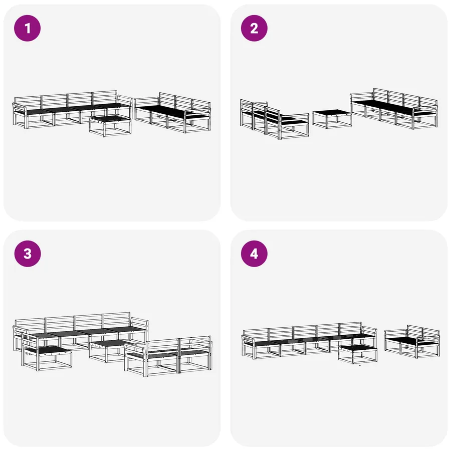 Ensemble de canapés d'extérieur 8 pcs Blanc - 7