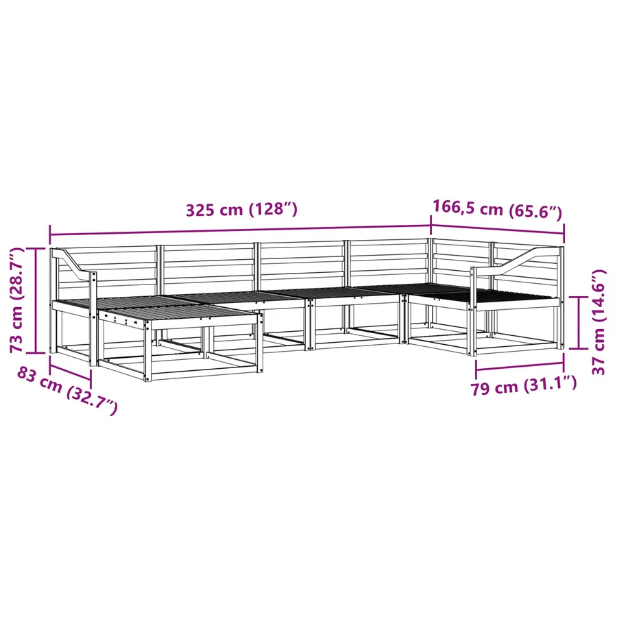 Ensemble de canapés d'extérieur 6 pcs Blanc 325 x 166,5 x 73 cm - 8