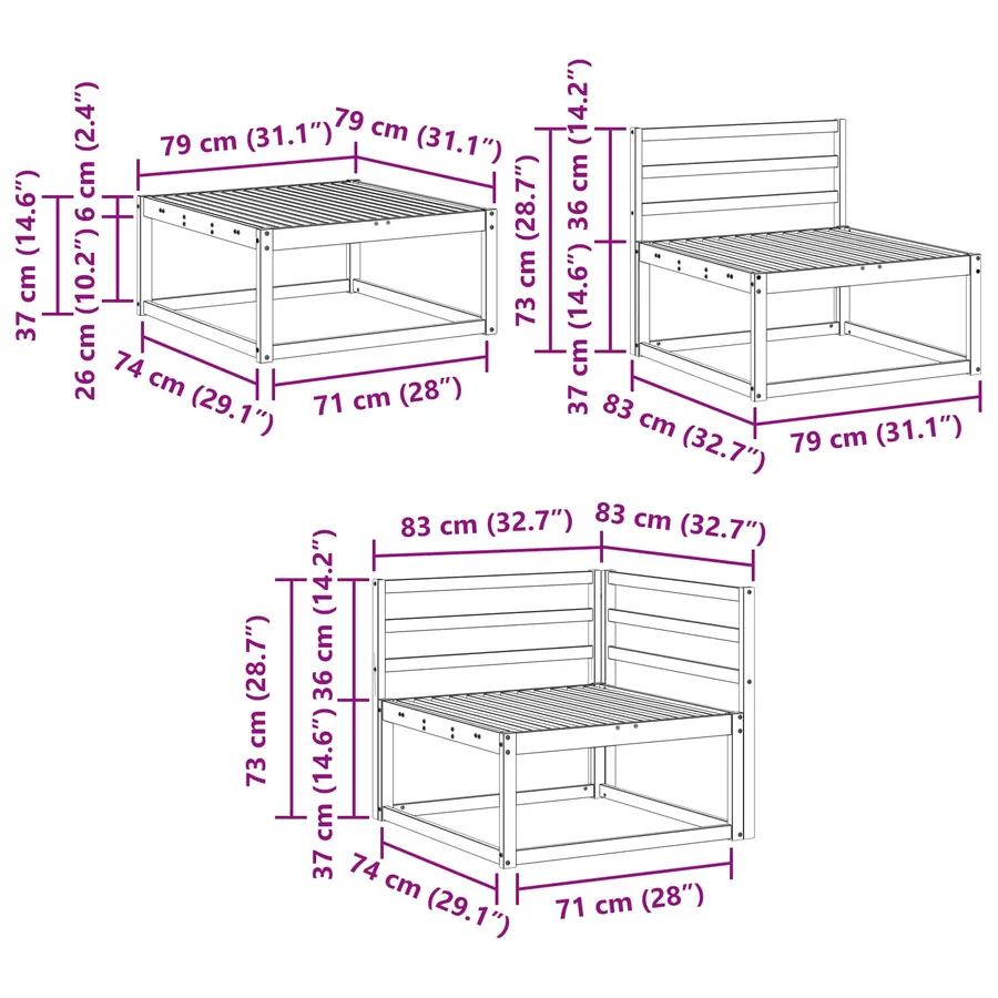 Ensemble de canapés d'extérieur 7 pcs Blanc - 8