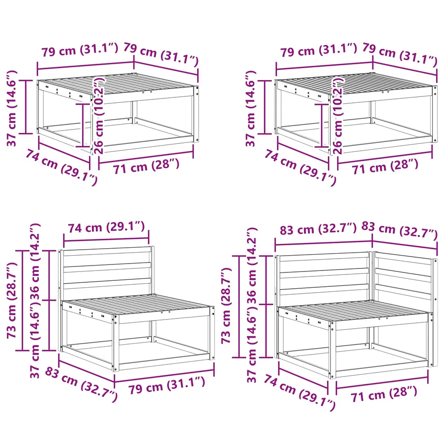 Ensemble de canapés d'extérieur 7 pcs Blanc - 10