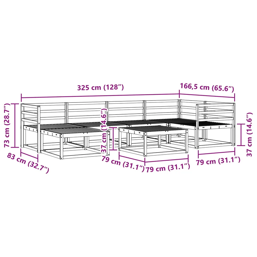 Ensemble de canapés d'extérieur 7 pcs Blanc - 9