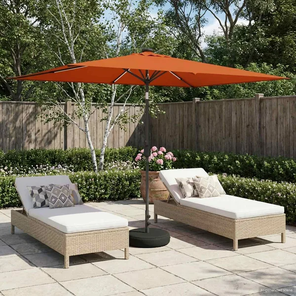 Parasol de jardin avec lumières LED et base 200 x 300 cm